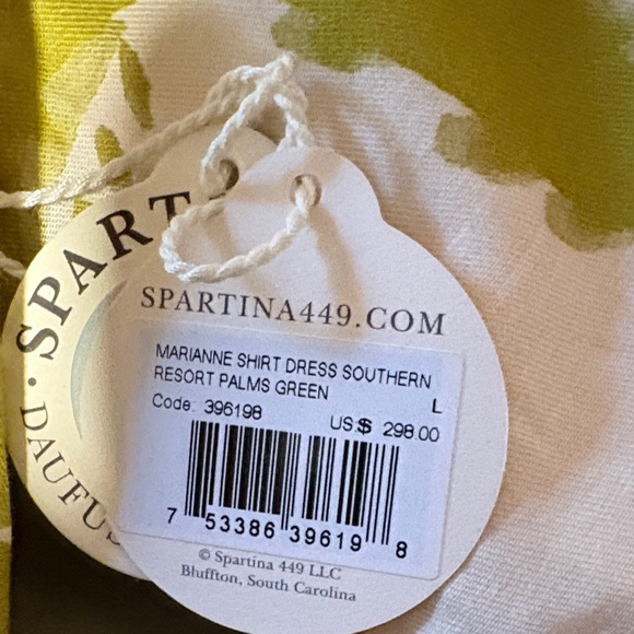 Spartina 449 Green and Cream Long Sleeve Dress NWT - Picture 6 of 9